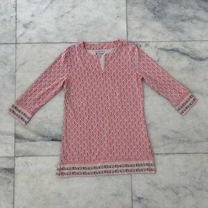 Coolibar Tunic Top Red White Print UPF 50 Women Small Boho Resort Beach Cruise